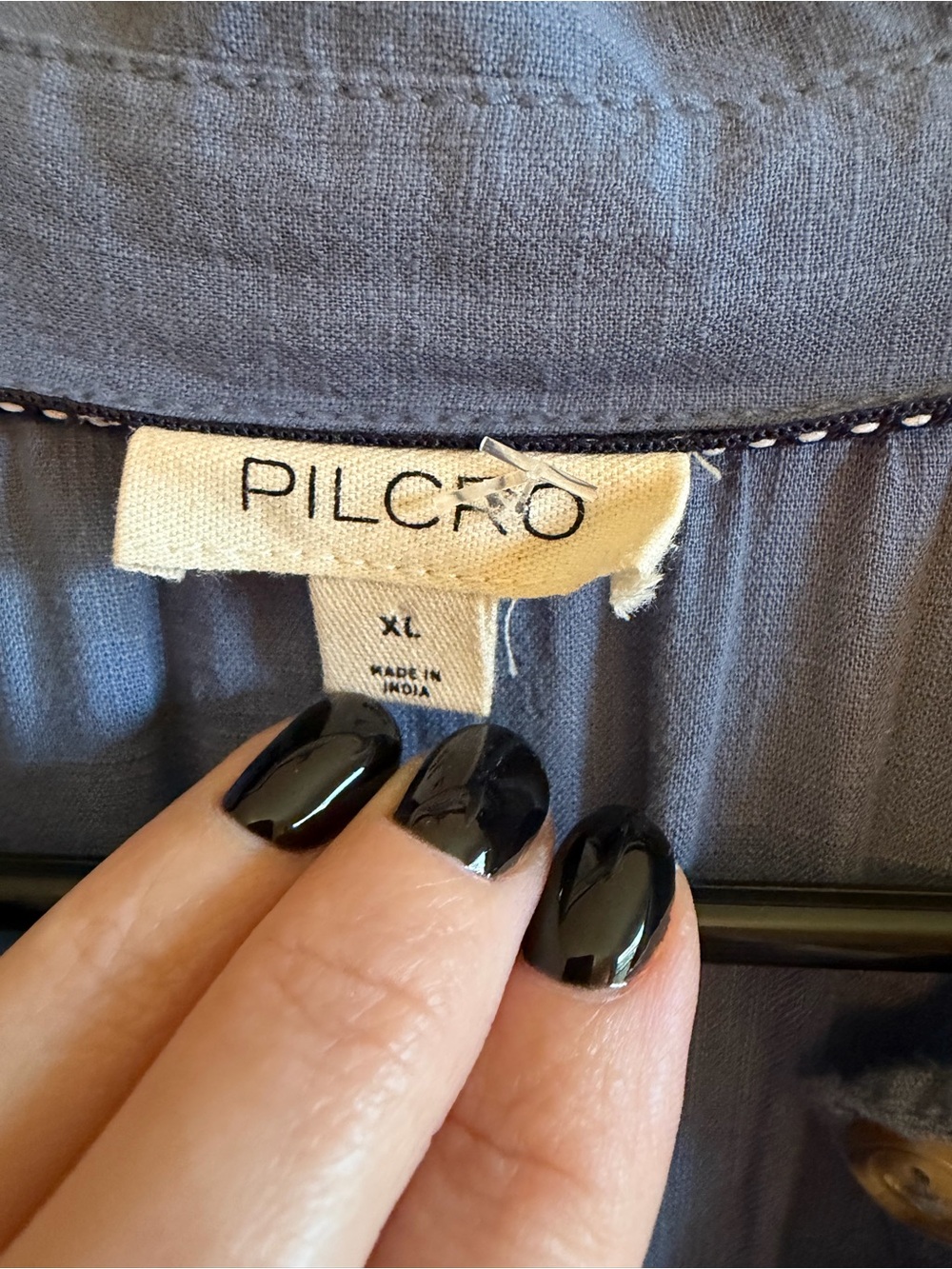 Pilcro Dusty Blue Button-Front Midi Shirtdress with Smocked Waist - Picture 4 of 13